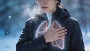 Chest heaviness in winter caused by cold air and breathing problems
