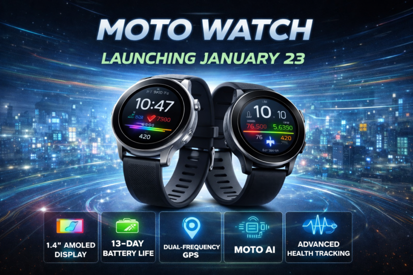 Moto Watch launching in India on January 23 with AMOLED display, 13-day battery life, dual-frequency GPS, and Moto AI features