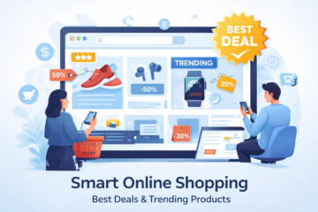 Smart online shopping showing best deals and trending products for modern buyers