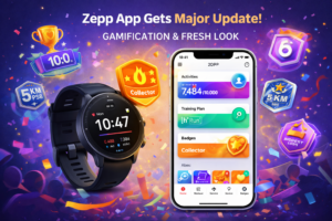Zepp app 10.0 update with badges on Amazfit smartwatch and iPhone