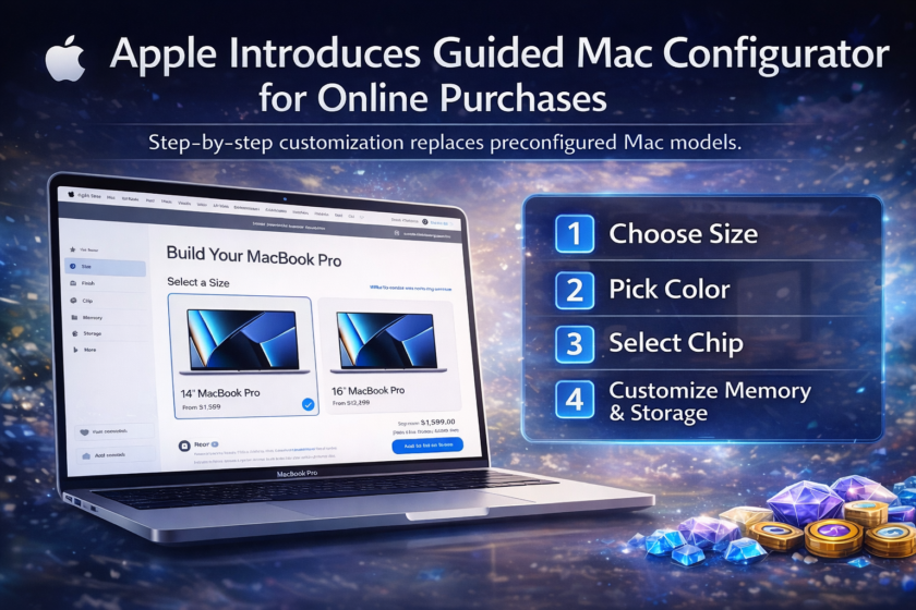 Apple’s new step-by-step Mac buying interface on the Apple Store website.